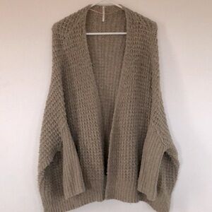 Free People Tan Waffle Knit Cardigan